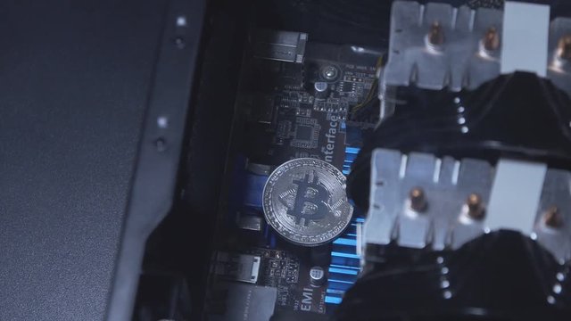 Symbol of bitcoin mining