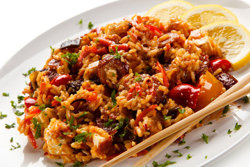 Chicken meat with rice 