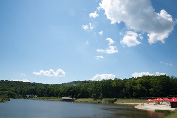 panorama view on summer lake