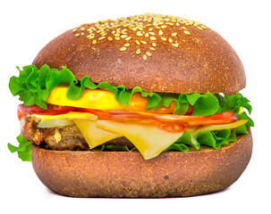 fresh tasty burger isolated on white background