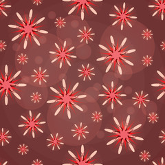 Naklejka na ściany i meble Seamless texture. Abstract pattern with red figures. Abstract red flowers. Taxtile pattern.