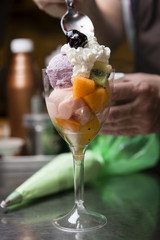 Italian ice cream artisanal preparation
