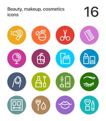 Colorful Beauty, cosmetics, makeup icons for web and mobile design pack 1