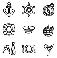 Boat Cruise Icons Freehand