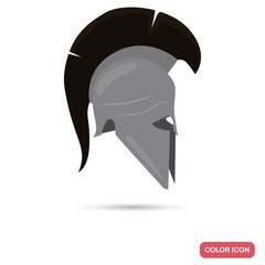 Ancient Greece warrior helmet color flat icon for web and mobile design