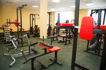Fototapeta na wymiar Gym interior with equipment