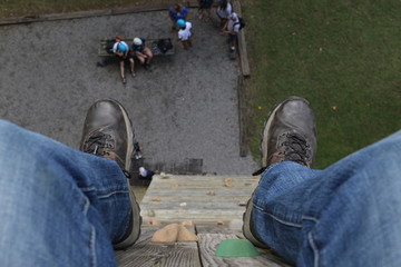Shoes ver edge of climbing tower