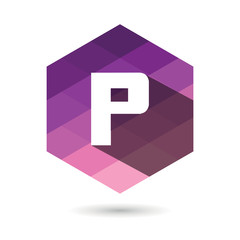 Fototapeta premium P initial Letter Color Pixel Shadow Logo Design Element