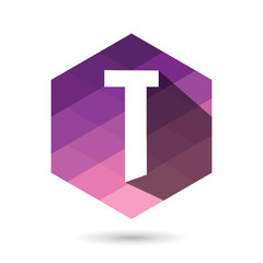 T initial Letter Color Pixel Shadow Logo Design Element