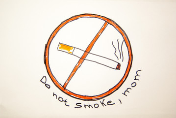 A child asked their mother not to smoke.