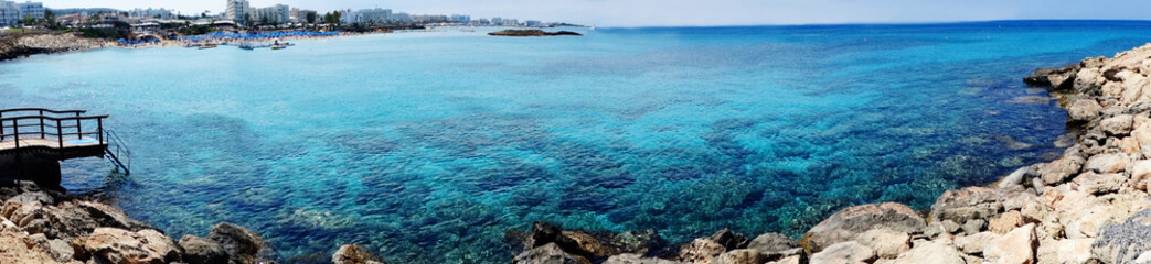 Fototapeta na wymiar panorama beach coast landscape mediterranean sea Cyprus island