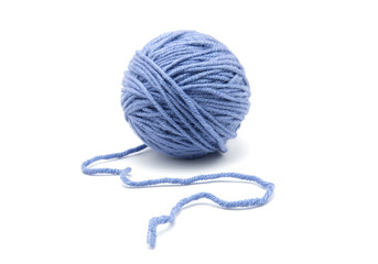 Ball of yarn on white background