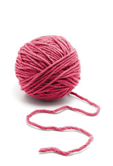 Ball of yarn on white background