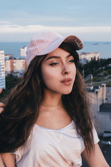 Beautiful girl in the style of the 90's