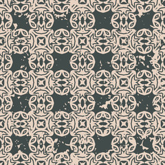 Abstract vintage ornamental pattern with fading and scratches, paint splashes. Vector template can be used for design of wallpaper, fabric, oilcloth, textile, wrapping paper and other design