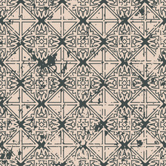 Abstract vintage ornamental pattern with fading and scratches, paint splashes. Vector template can be used for design of wallpaper, fabric, oilcloth, textile, wrapping paper and other design