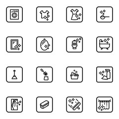 Set of bathroom cleaning vector thin line icons.