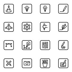 Set of design vector thin line icons.