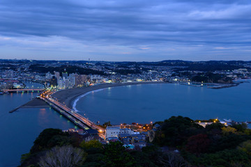 神奈川　湘南の夜景　江ノ島シーキャンドルからの眺め