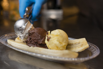 Italian ice cream artisanal preparation