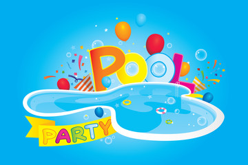 Vector of pool party invitation and design elements.