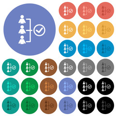 Successful teamwork round flat multi colored icons