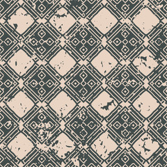 Abstract vintage ornamental pattern with fading and scratches, paint splashes. Vector template can be used for design of wallpaper, fabric, oilcloth, textile, wrapping paper and other design
