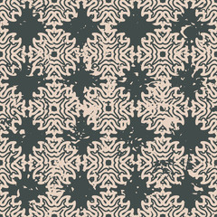 Abstract vintage ornamental pattern with fading and scratches, paint splashes. Vector template can be used for design of wallpaper, fabric, oilcloth, textile, wrapping paper and other design