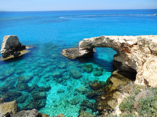 rocky coast landscape mediterranean sea Cyprus island