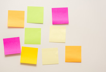 collection of colorful post it paper note on white background