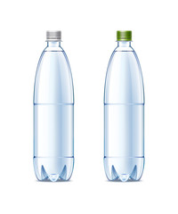Blank plastic bottles 1,5L with orange juice 