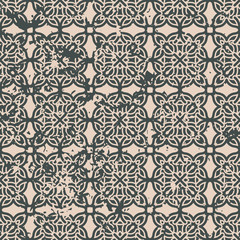 Abstract vintage ornamental pattern with fading and scratches, paint splashes. Vector template can be used for design of wallpaper, fabric, oilcloth, textile, wrapping paper and other design