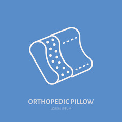 Orthopedic pillow icon, line logo. Flat sign for ergonomic healthy sleeping.