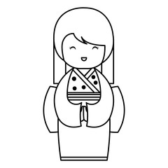 cute Little japanese doll vector illustration design