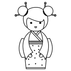 cute Little japanese doll vector illustration design