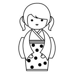 cute Little japanese doll vector illustration design