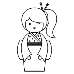 cute Little japanese doll vector illustration design