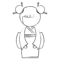 cute Little japanese doll vector illustration design