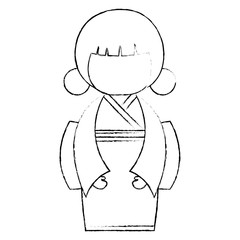 cute Little japanese doll vector illustration design