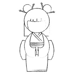 cute Little japanese doll vector illustration design