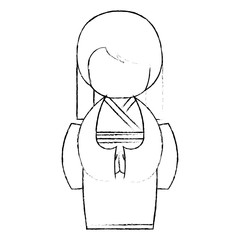 cute Little japanese doll vector illustration design