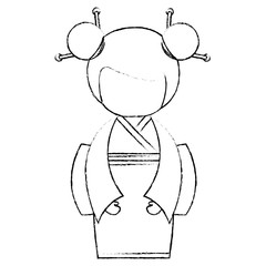 cute Little japanese doll vector illustration design