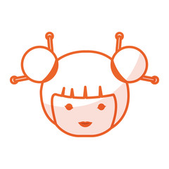 cute Little japanese doll head vector illustration design