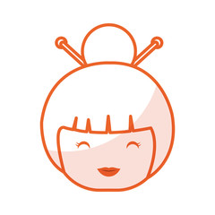 cute Little japanese doll head vector illustration design