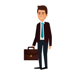 elegant businessman with portfolio avatar character vector illustration design