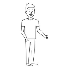 young man avatar character vector illustration design