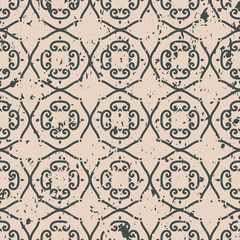 Abstract vintage ornamental pattern with fading and scratches, paint splashes. Vector template can be used for design of wallpaper, fabric, oilcloth, textile, wrapping paper and other design