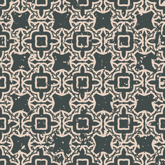 Abstract vintage ornamental pattern with fading and scratches, paint splashes. Vector template can be used for design of wallpaper, fabric, oilcloth, textile, wrapping paper and other design
