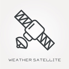 Line icon weather satellite