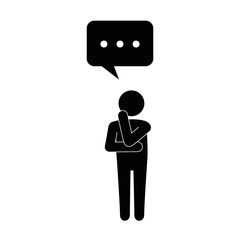 man standing with speech bubble icon over white background vector illustration